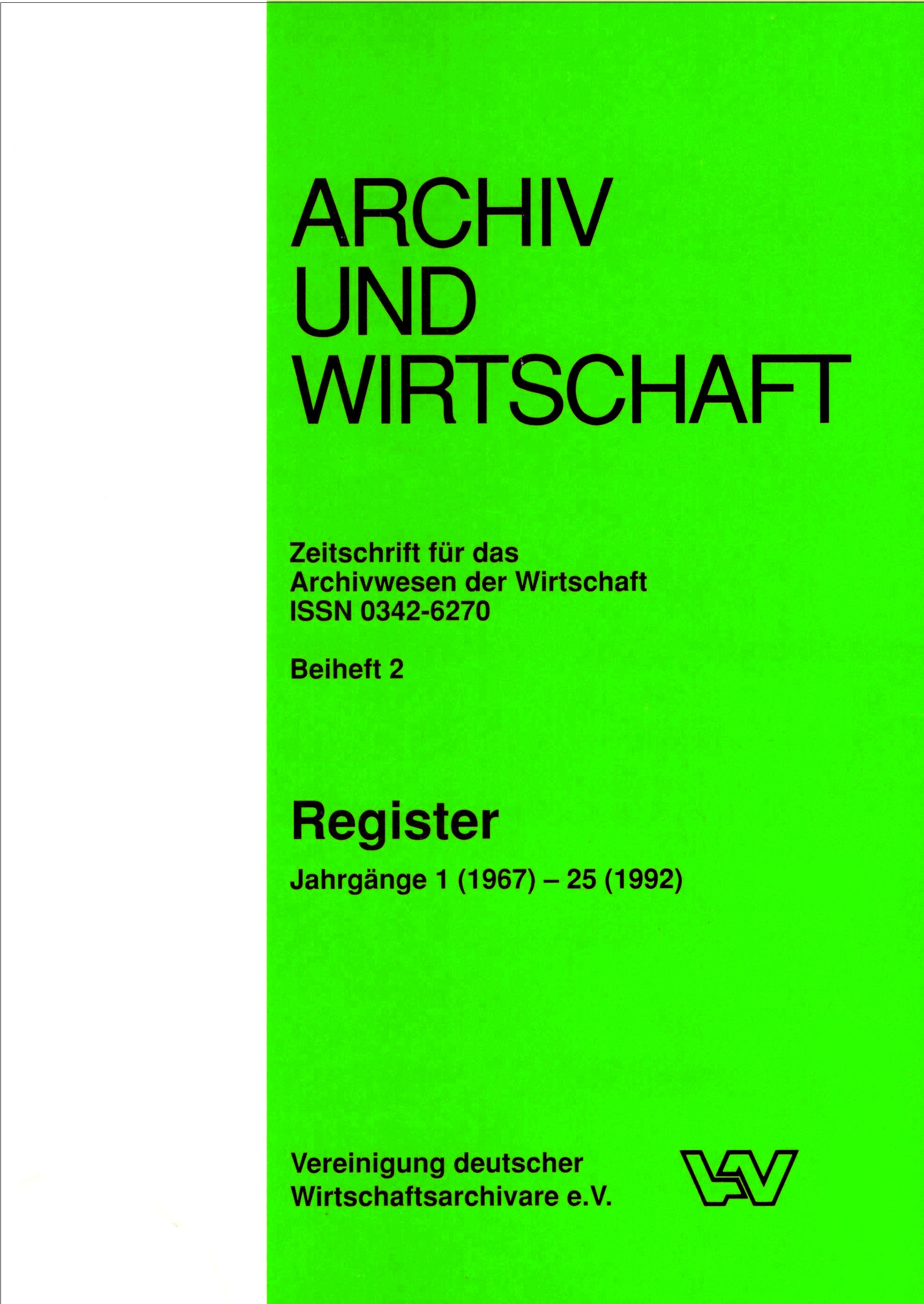 Archiv und Wirtschaft, Beiheft 2